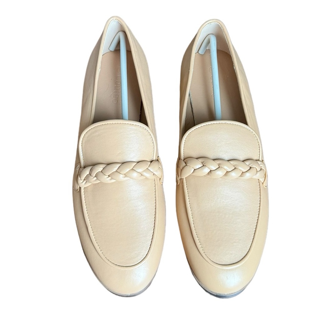 Braided Leather Slip-On Loafers in Cream
